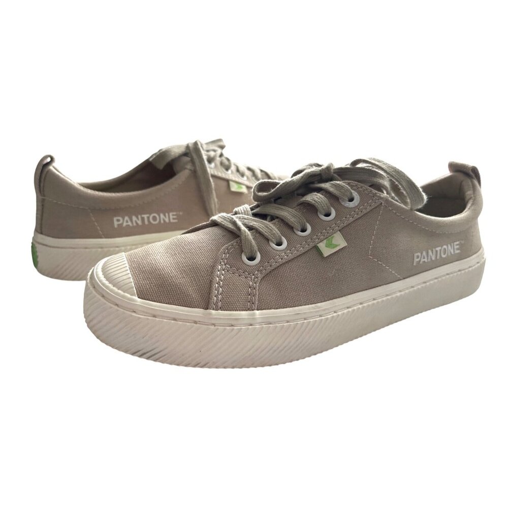 Cariuma Pantone Plaza Sneakers OCA Low Taupe Tan Canvas Cork Lace Up Size 8.5 - Picture 4 of 10